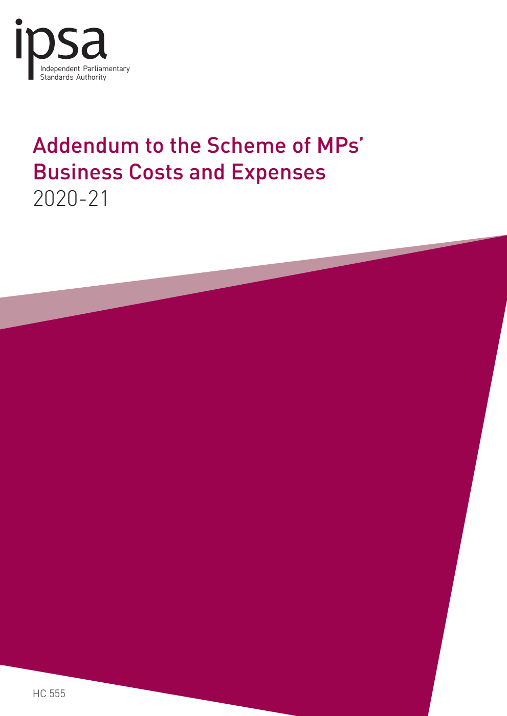 Addendum to the Scheme of MPs’ Business Costs and Expenses 2020-21