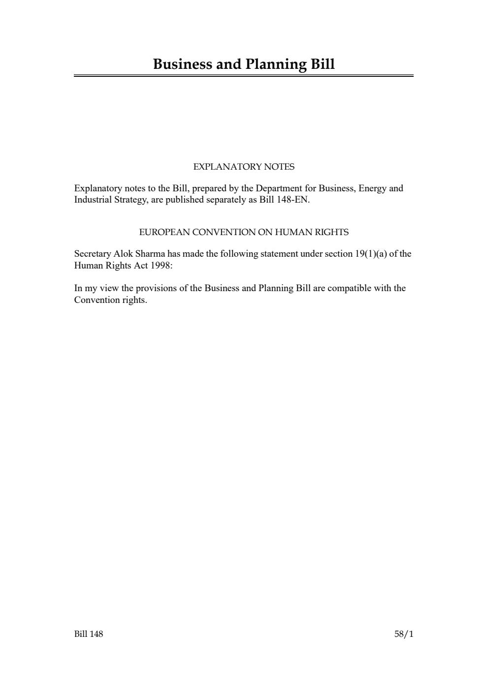 Business and Planning Bill