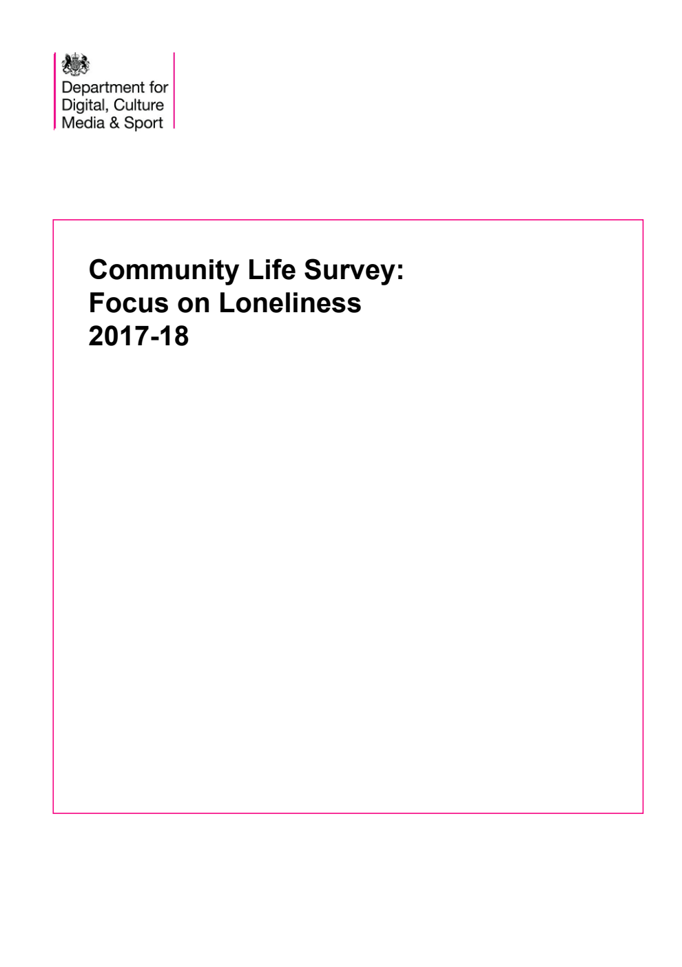 Community Life Survey: Focus on Loneliness 2017-18