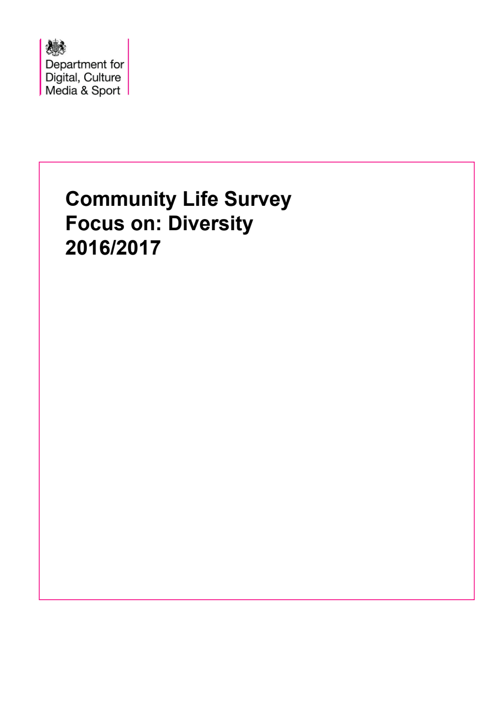 Community Life Survey Focus on: Diversity 2016/2017