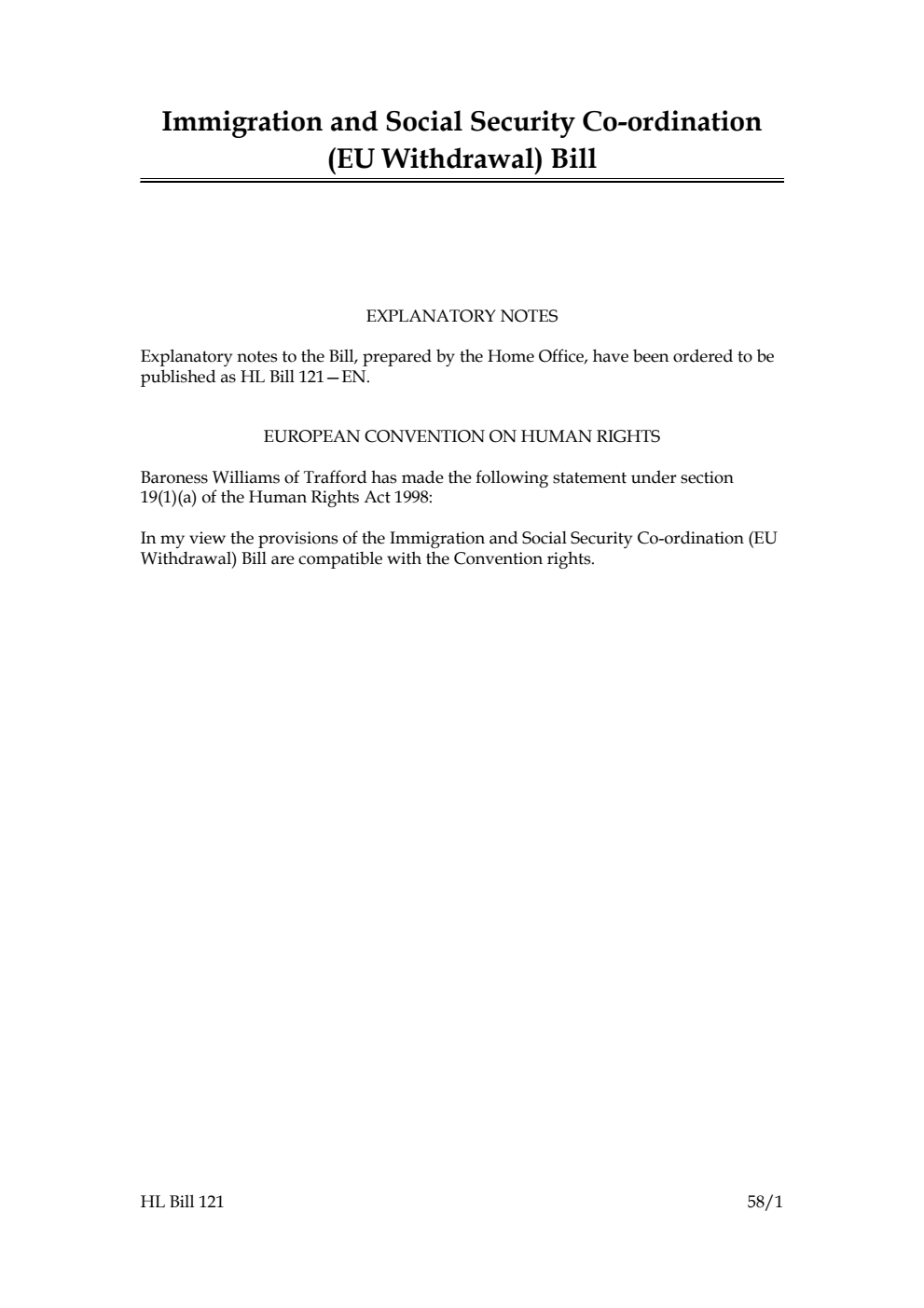 Immigration and Social Security Co-ordination (EU Withdrawal) Bill