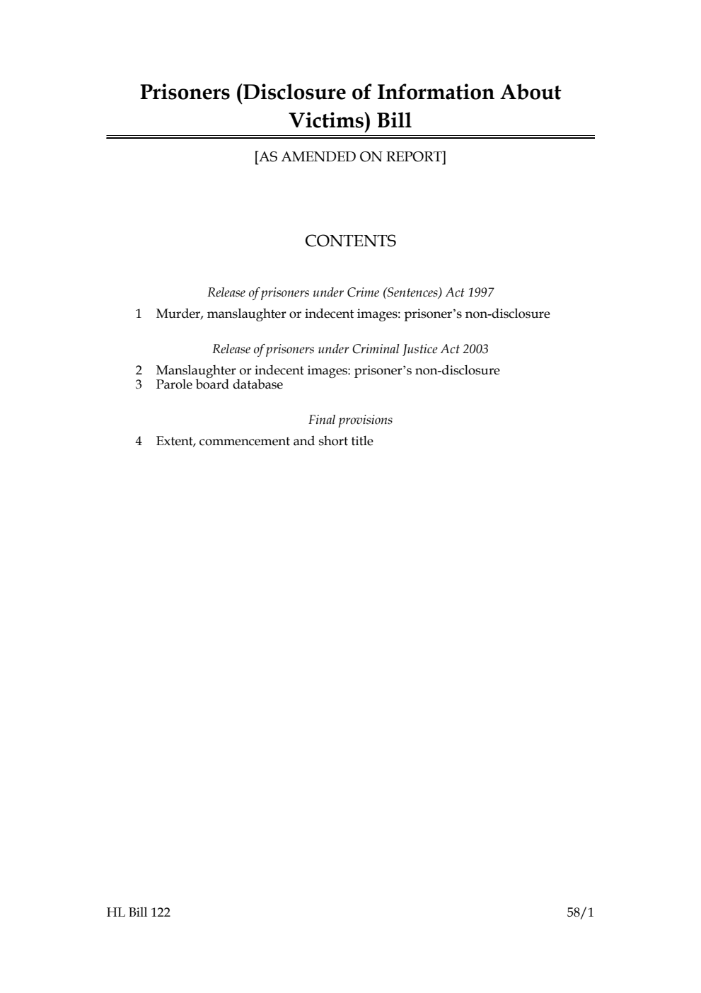 Prisoners (Disclosure of Information About Victims) Bill [as amended on Report]