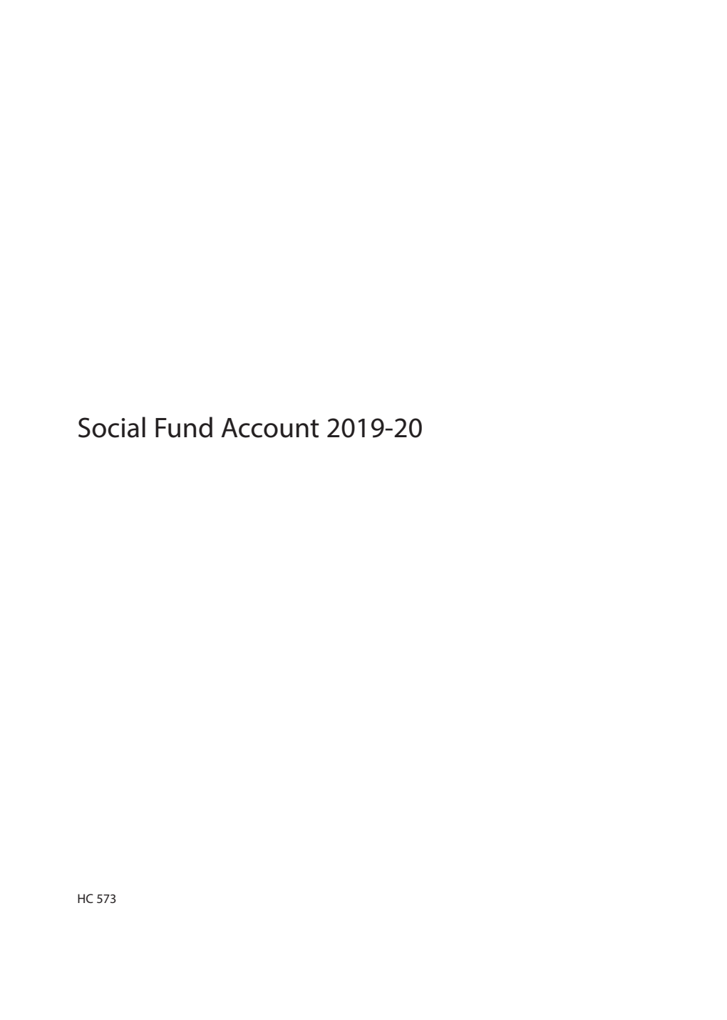 Social Fund Account 2019-20