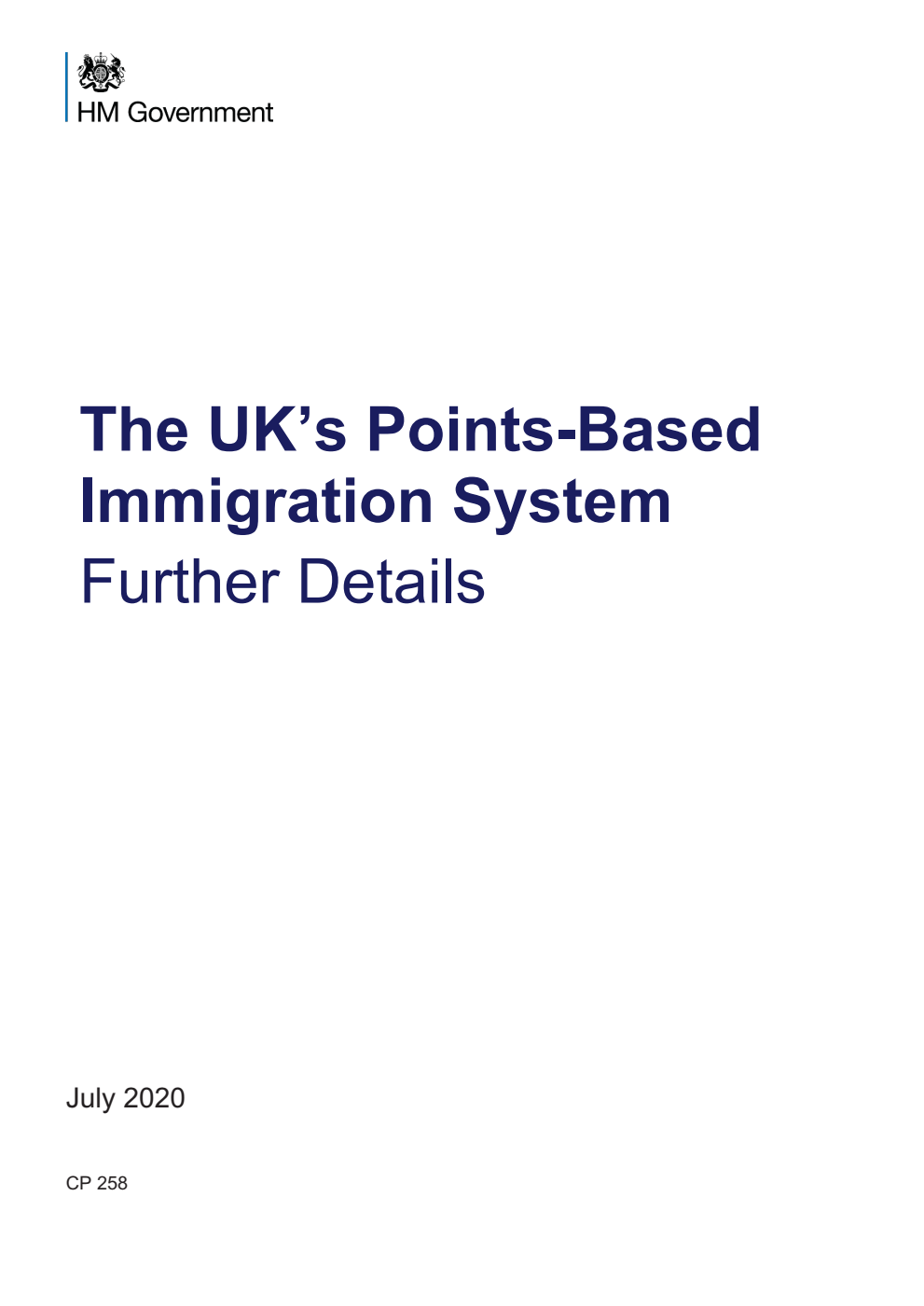 The UK’s Points-Based Immigration System: Further Details