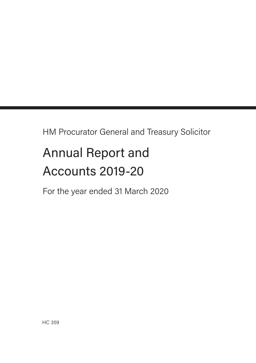 HM Procurator General and Treasury Solicitor Annual Report and Accounts 2019-20 for the year ended 31 March 2020
