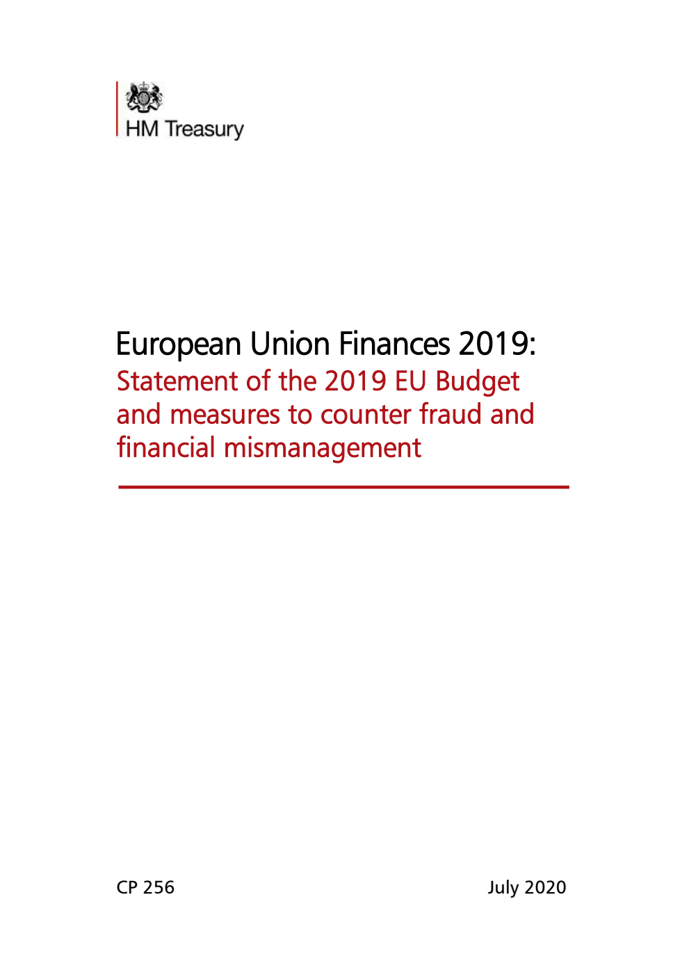 European Union Finances 2019: Statement on the 2019 EU Budget and measures to counter fraud and financial mismanagement