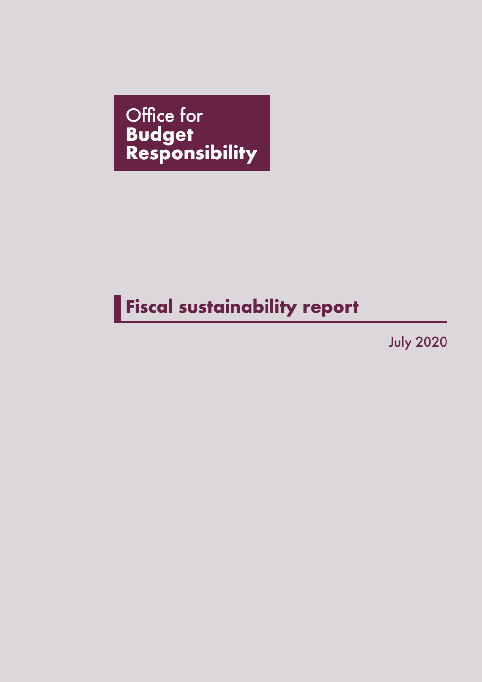 Office for Budget Responsibility Fiscal Sustainability Report July 2020