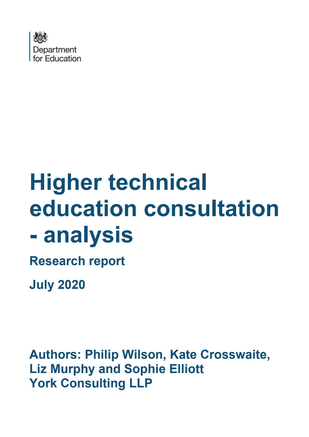 DFE-RR984 Higher technical education consultation - analysis