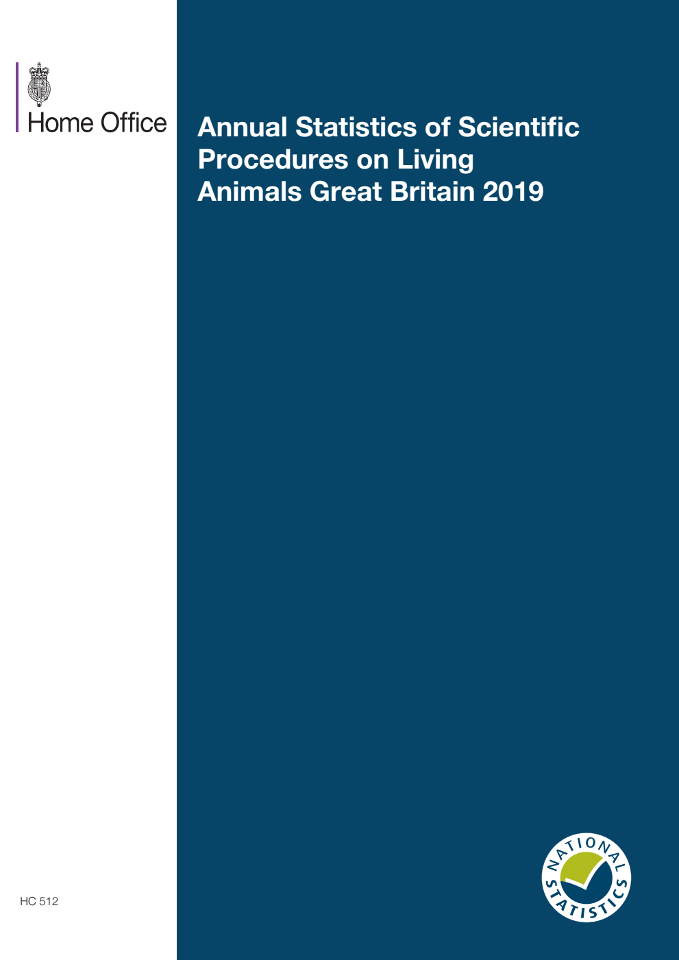 Annual Statistics of Scientific Procedures on Living Animals Great Britain 2019