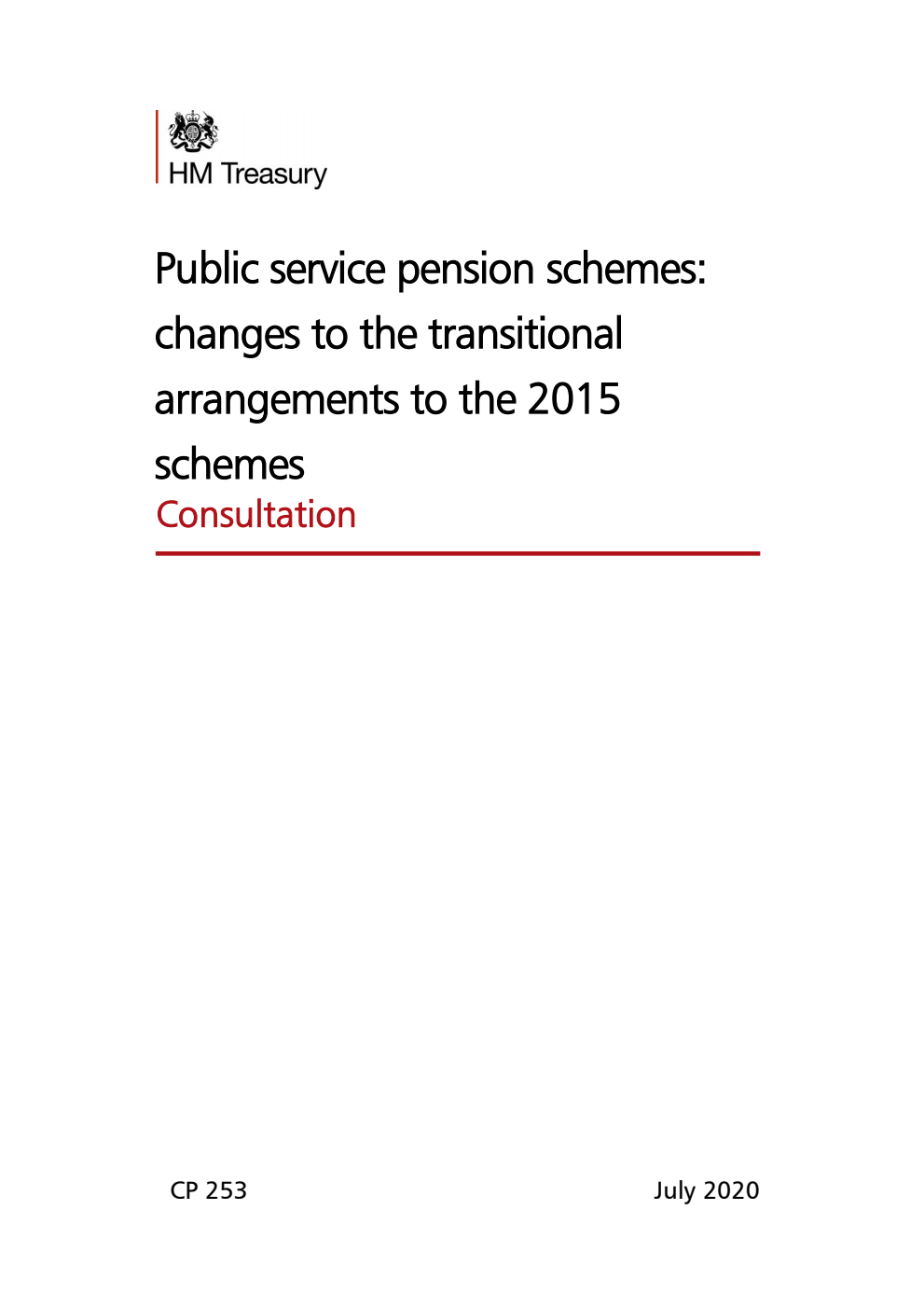 Public service pension schemes: changes to the transitional arrangements to the 2015 schemes. Consultation