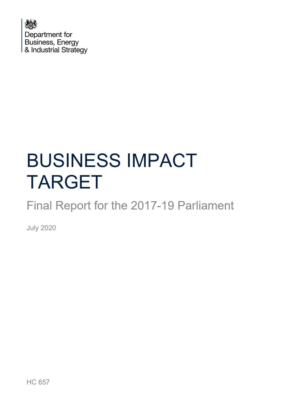 Business Impact Target: Final Report for the 2017-19 Parliament