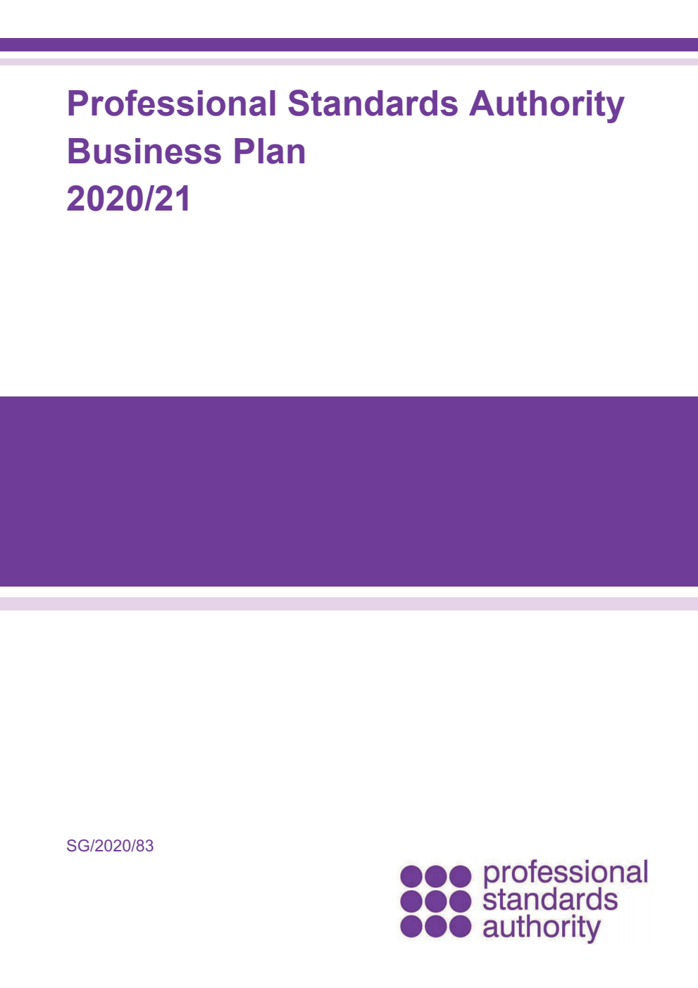 Professional Standards Authority Business Plan 2020/21