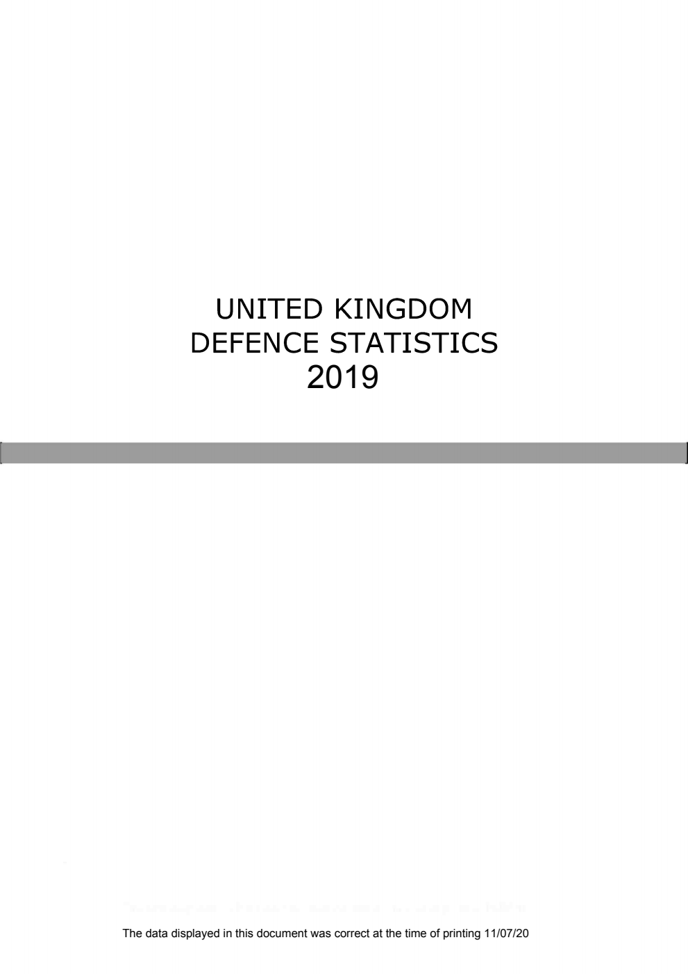 United Kingdom Defence Statistics 2019