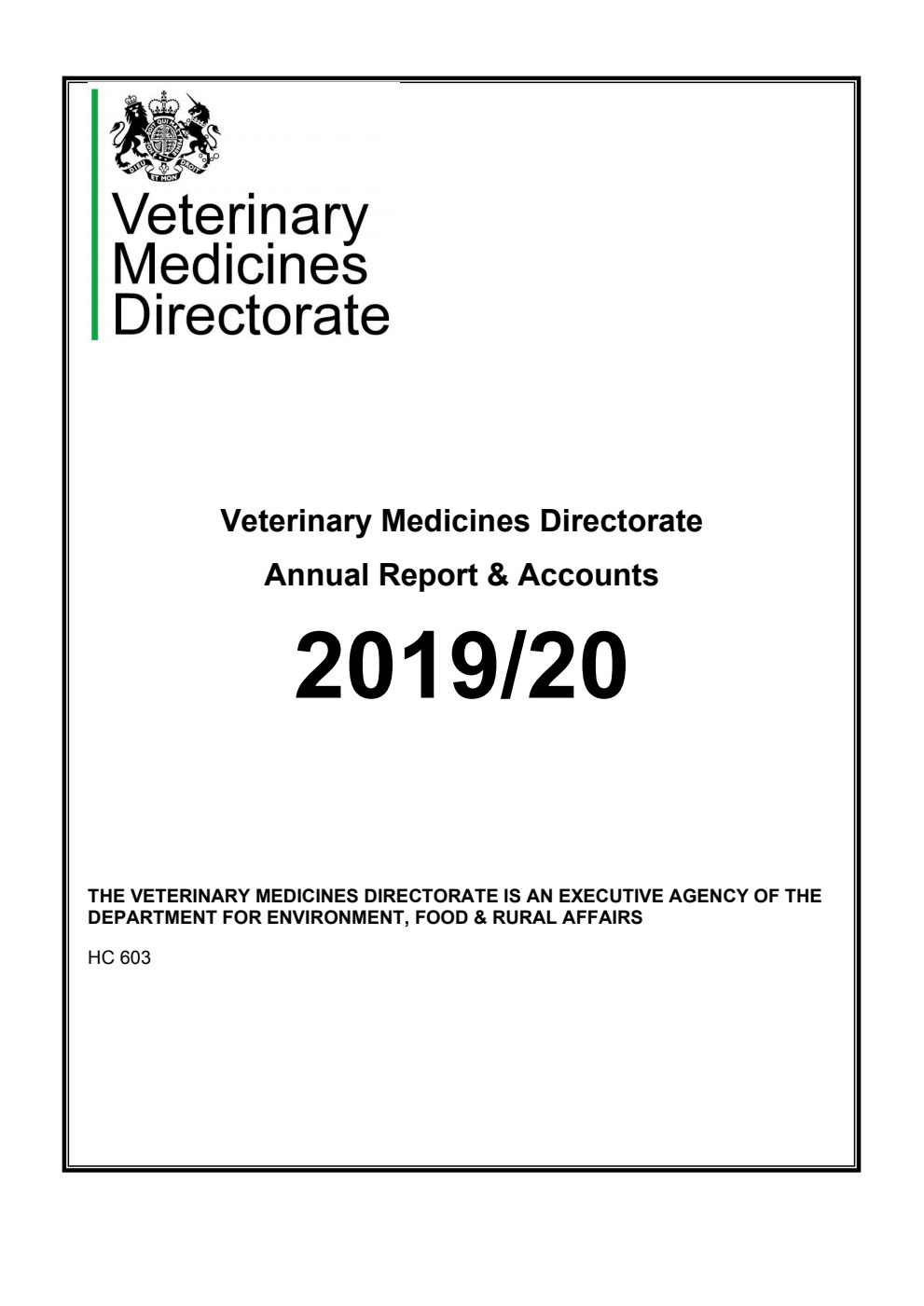 Veterinary Medicines Directorate Annual Report & Accounts 2019/20