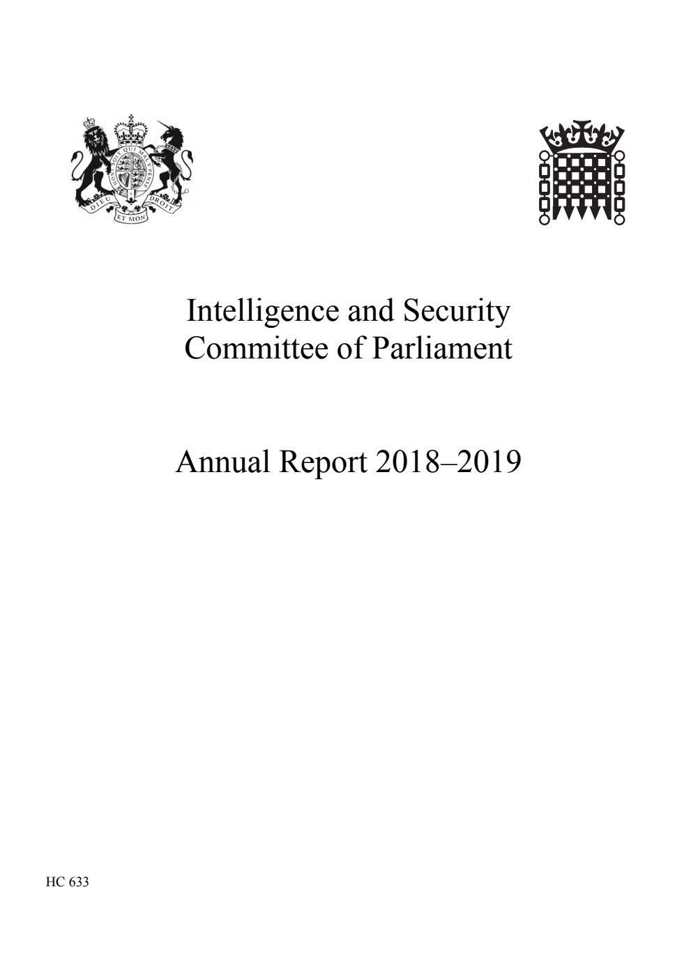 Intelligence and Security Committee Annual Report 2018-19