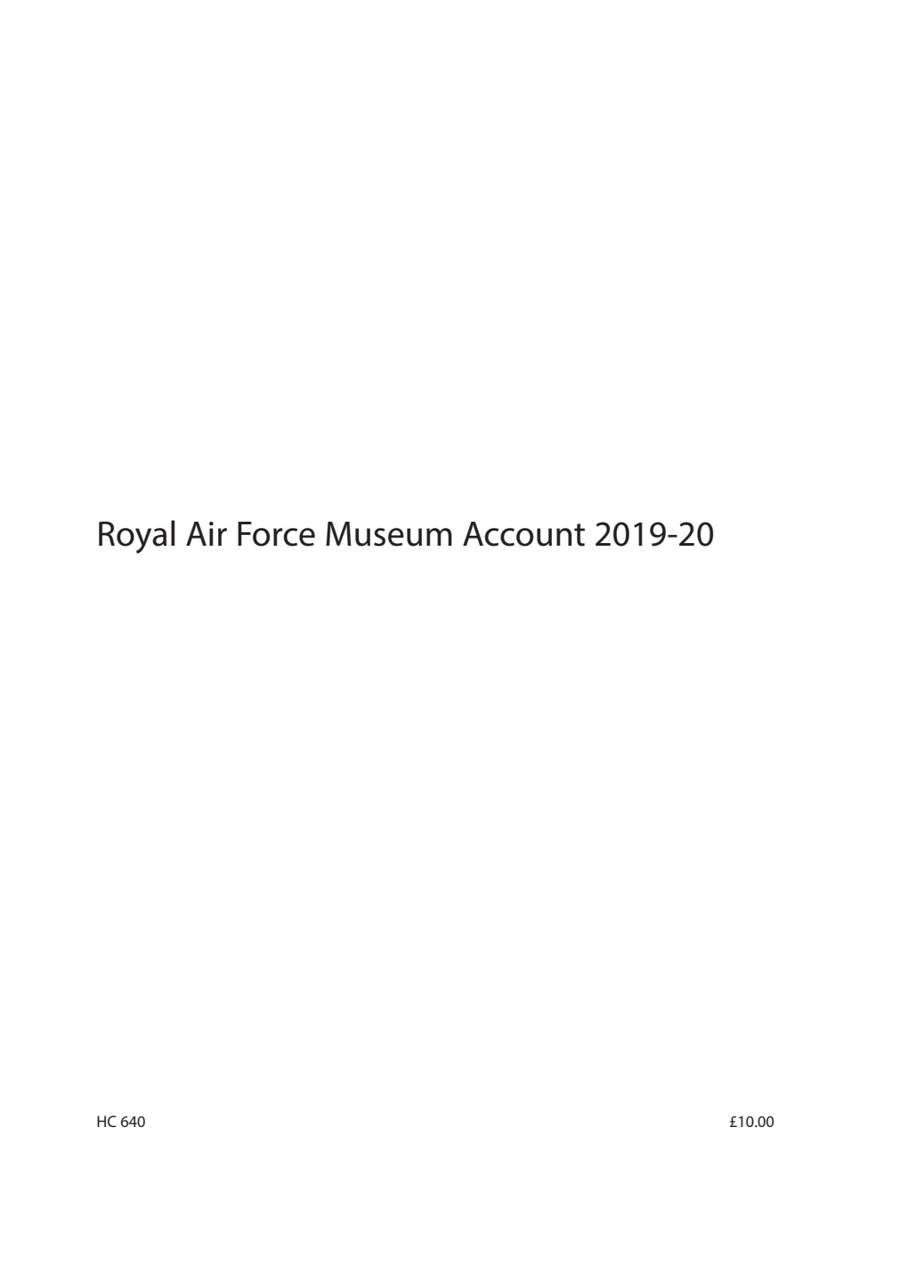 Royal Air Force Museum Account 2019-20