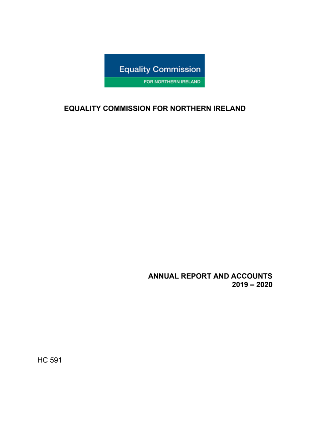 Equality Commission for Northern Ireland Annual Report and Accounts 2019-2020