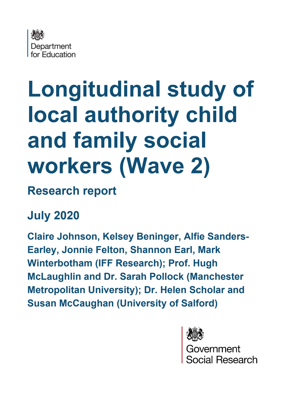 DFE-RR989 Longitudinal study of local authority child and family social workers (Wave 2)