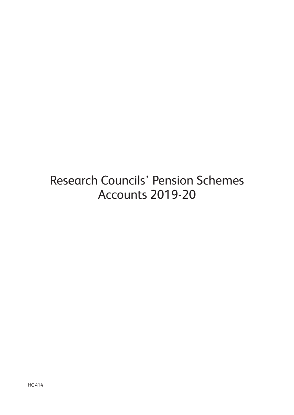 Research Councils' Pension Schemes Accounts 2019-20