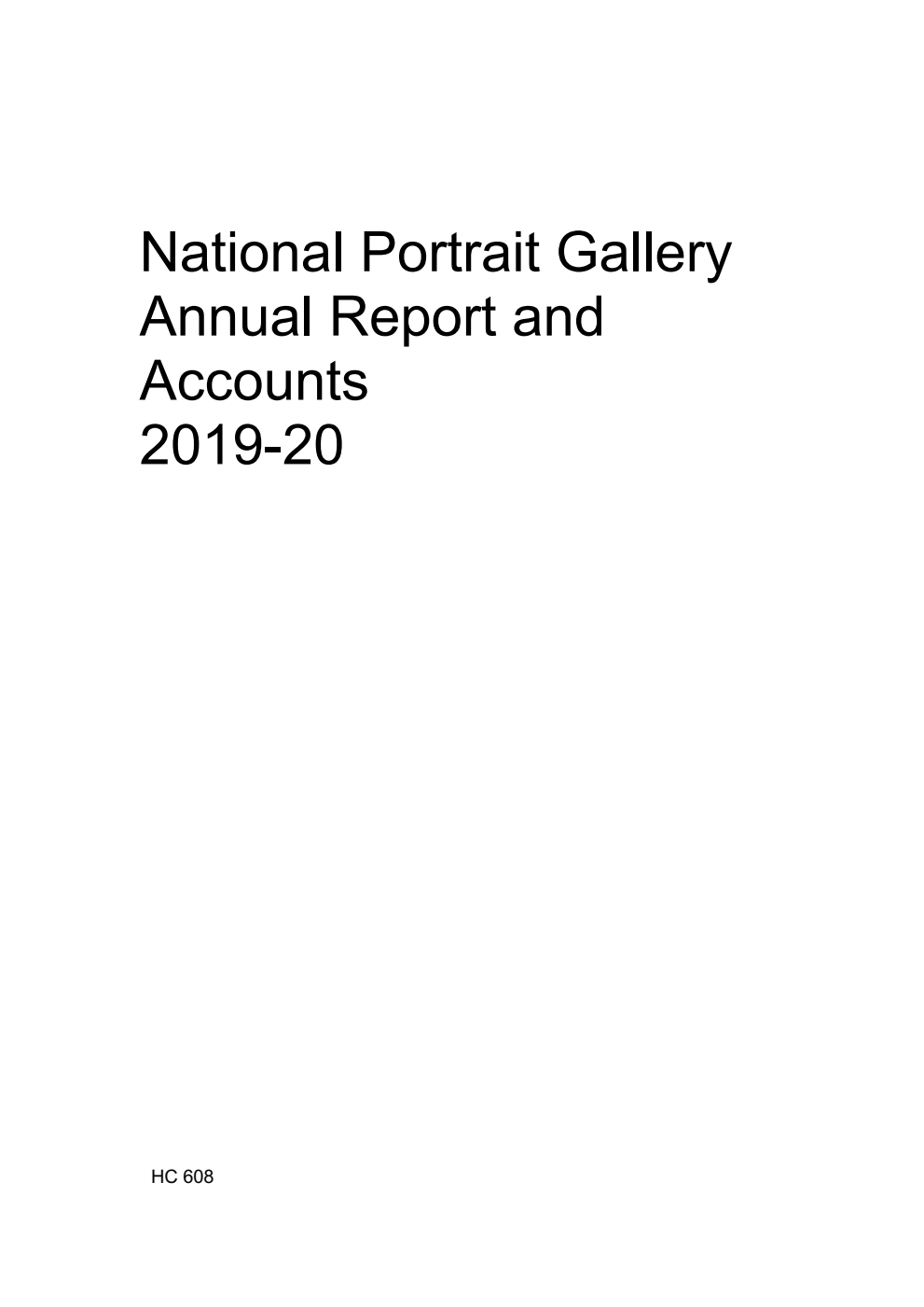 National Portrait Gallery Annual Report and Accounts 2019-20