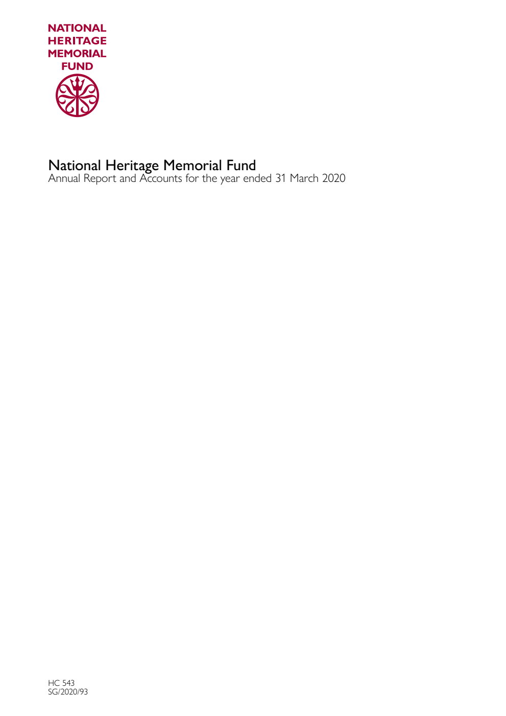National Heritage Memorial Fund Annual Report and Accounts for the year ended 31 March 2020