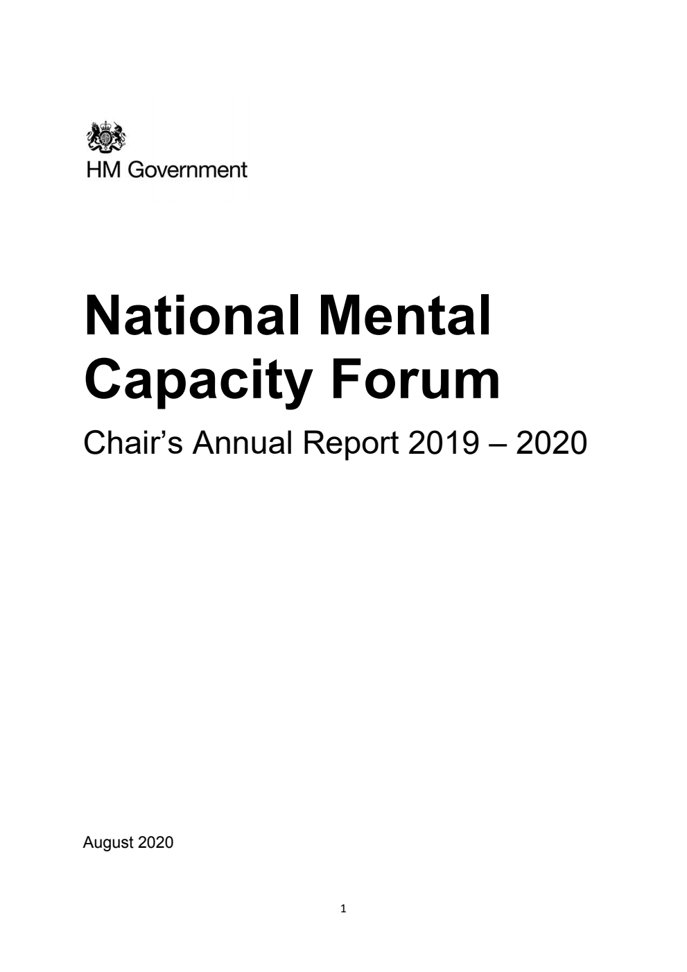 National Mental Capacity Forum Chair’s Annual Report 2019-2020