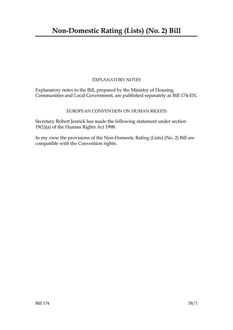 Non-Domestic Rating (Lists) (No. 2) Bill