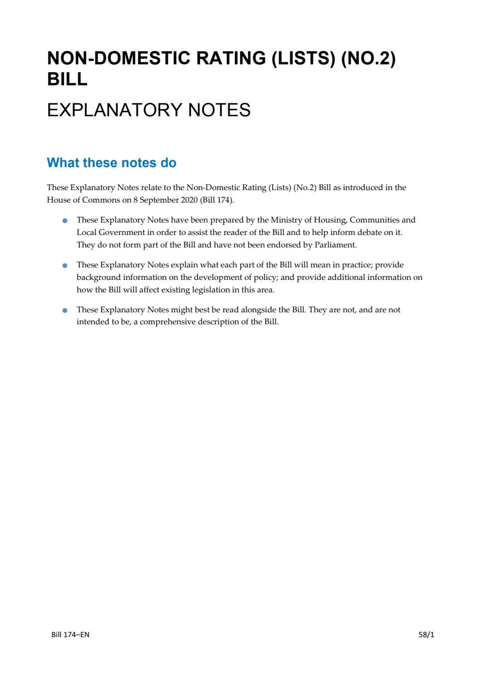 Non-Domestic Rating (Lists) (No. 2) Bill Explanatory Notes