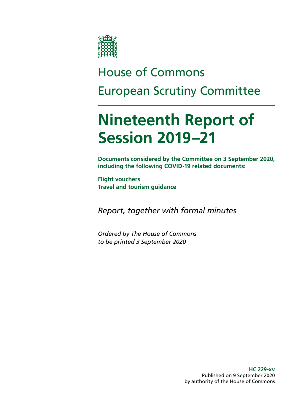 European Scrutiny Committee 19th Report of Session 2019-21
