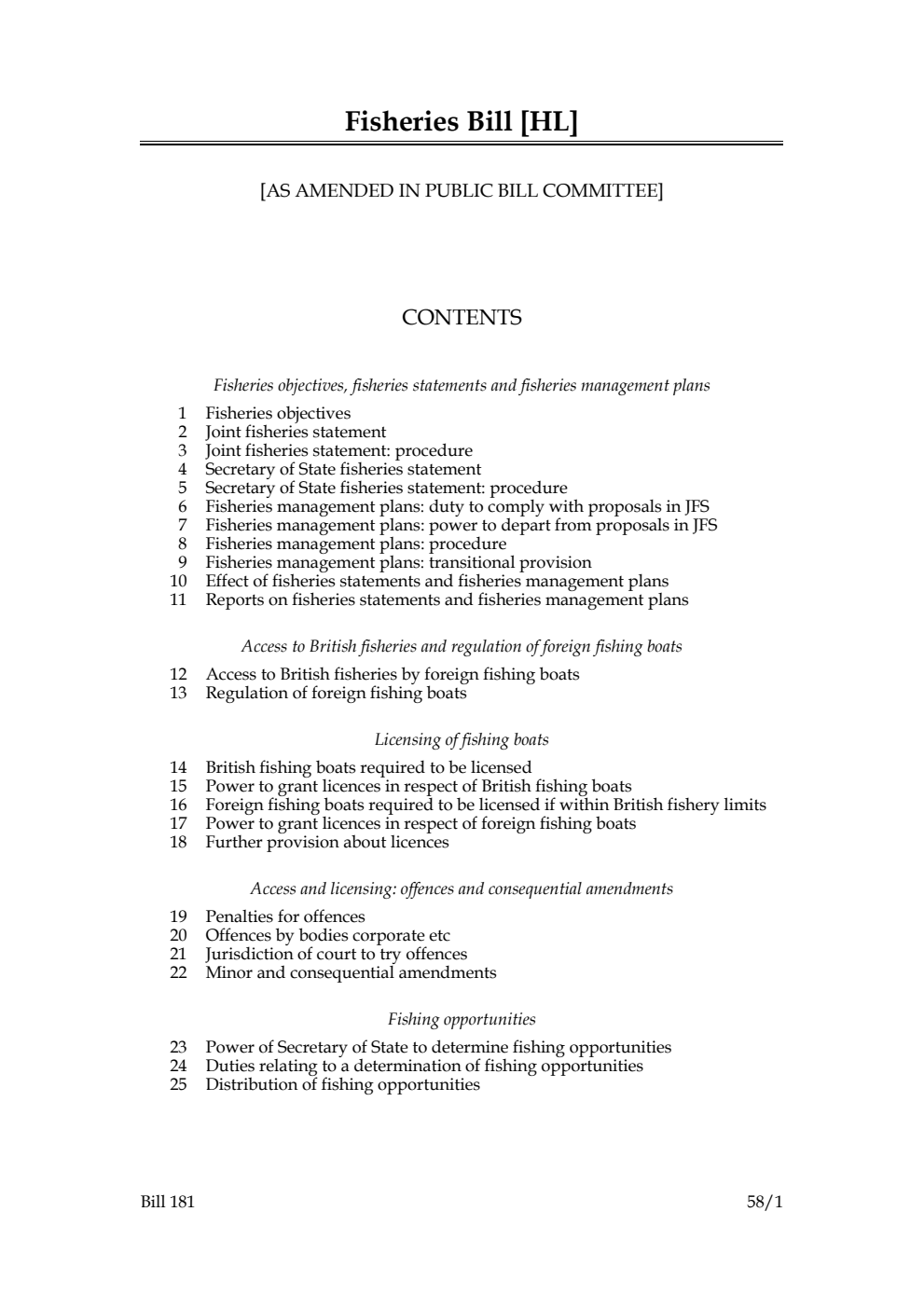 Fisheries Bill [as amended in Public Bill Committee]