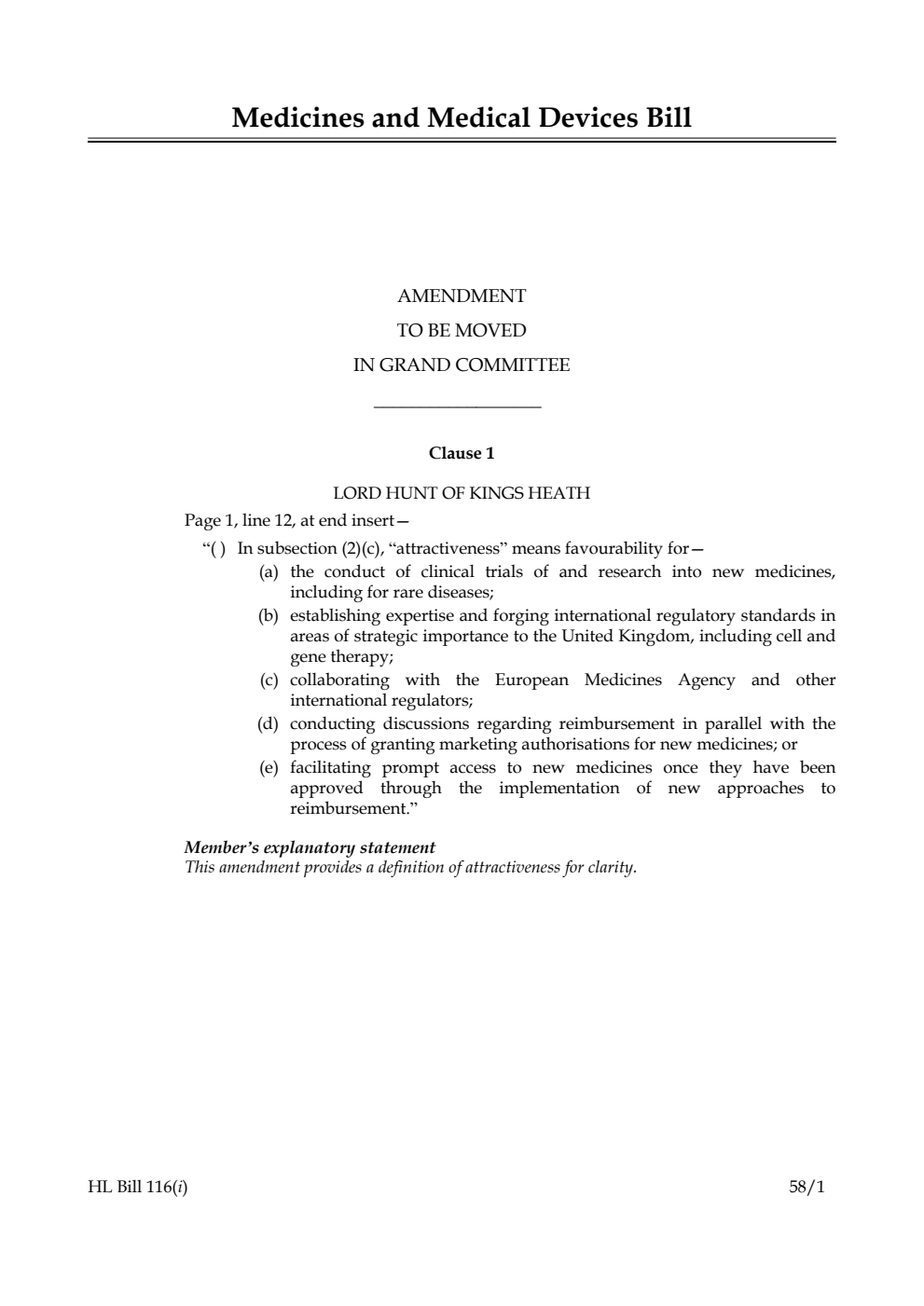 Medicines and Medical Devices Bill Amendments to be moved in Grand Committee