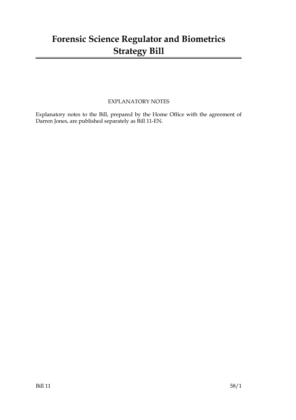 Forensic Science Regulator and Biometrics Strategy Bill