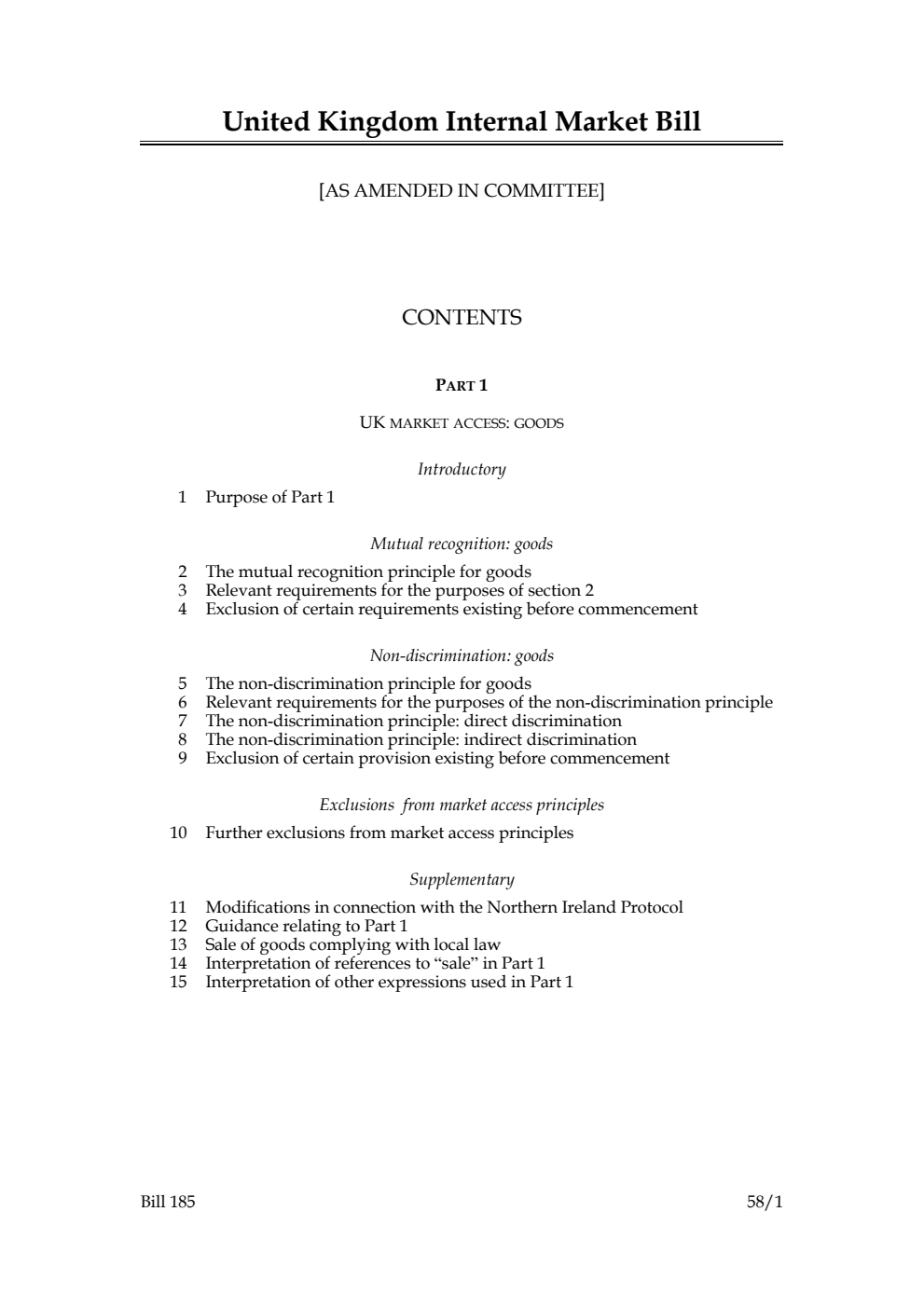 United Kingdom Internal Market Bill [as amended in Committee]