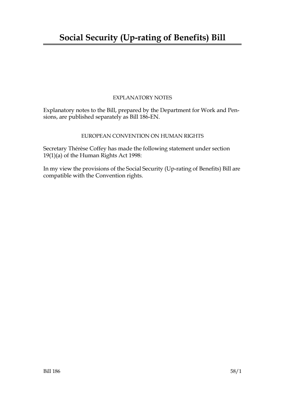 Social Security (Up-rating of Benefits) Bill