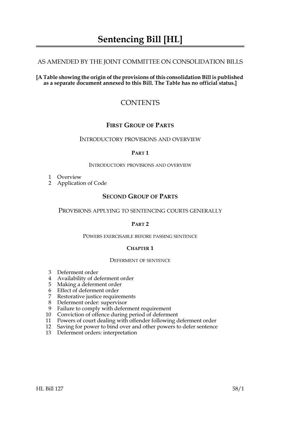 Sentencing Bill [as amended by the Joint Committee on Consolidation Bills]
