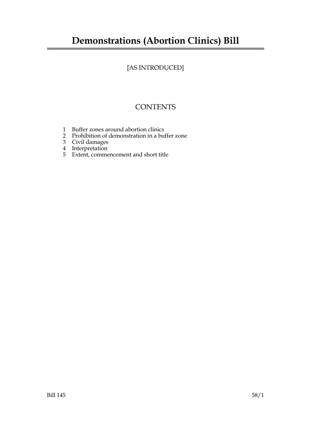 Demonstrations (Abortion Clinics) Bill