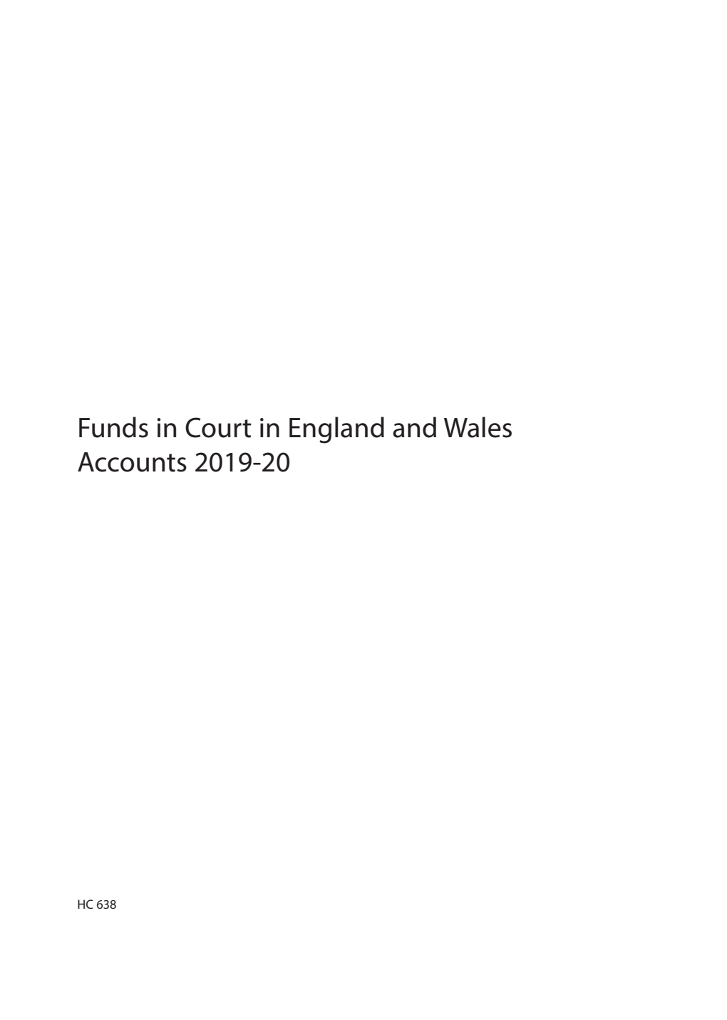 Funds in Court in England and Wales Account 2019-20
