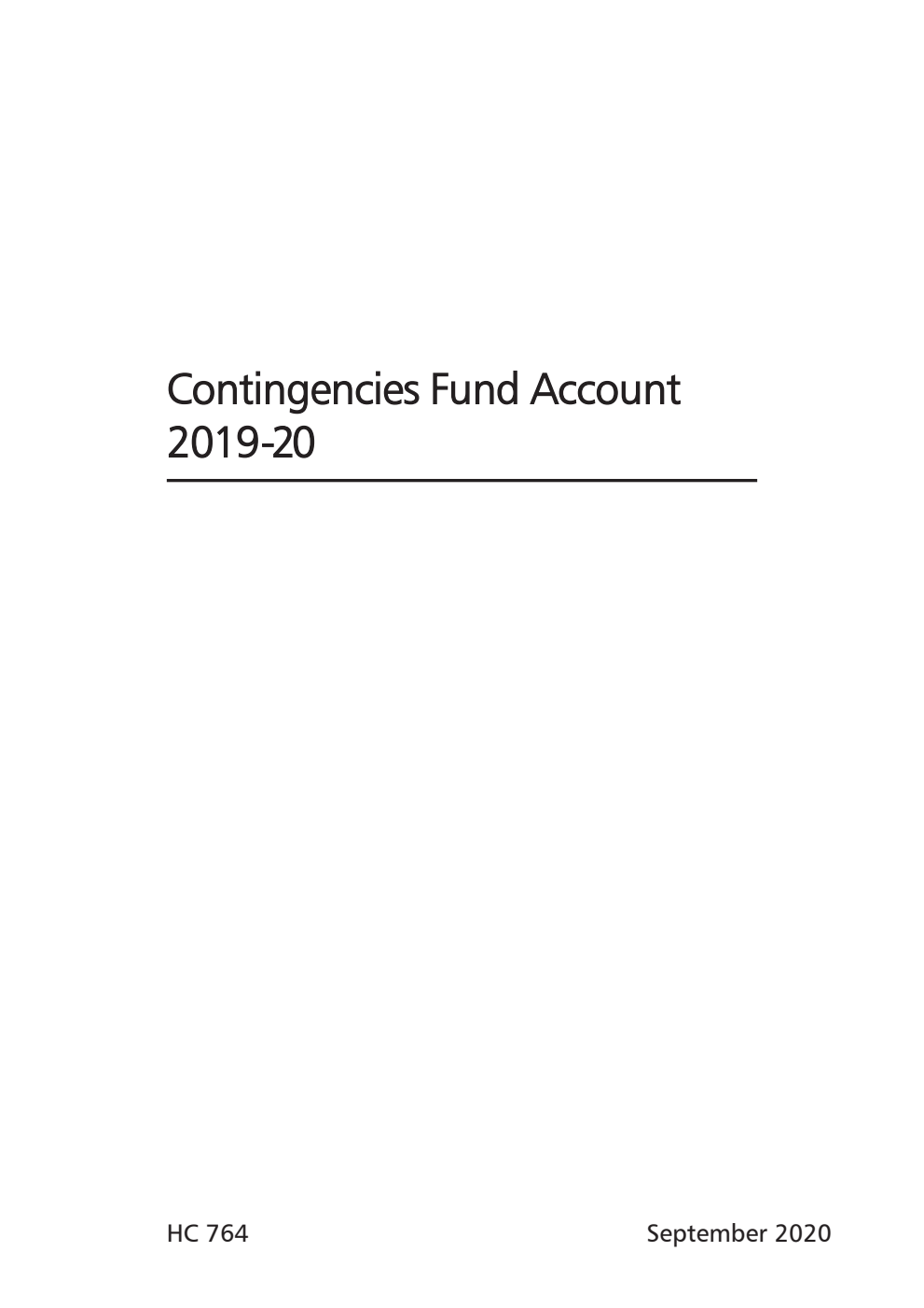 Contingencies Fund Account 2019-20