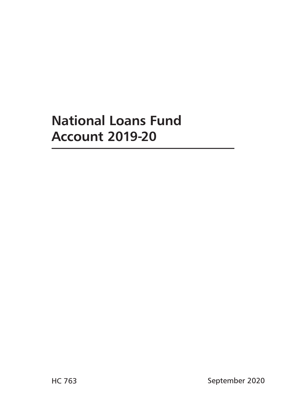 National Loans Fund Account 2019-20