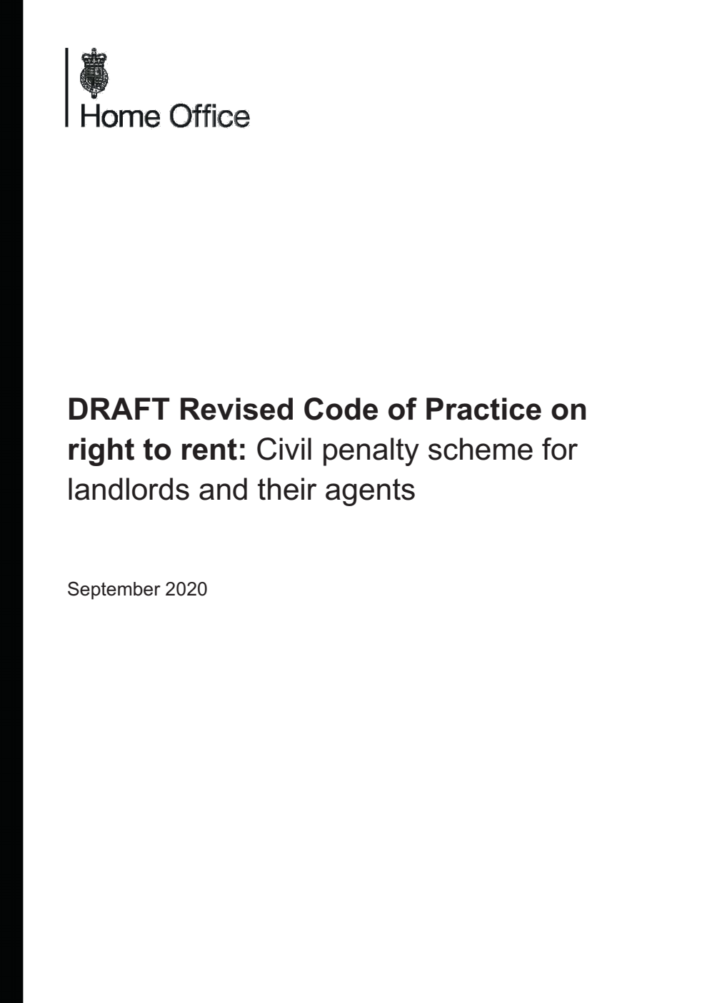 Draft Revised Code of Practice on right to rent: Civil penalty scheme for landlords and their agents