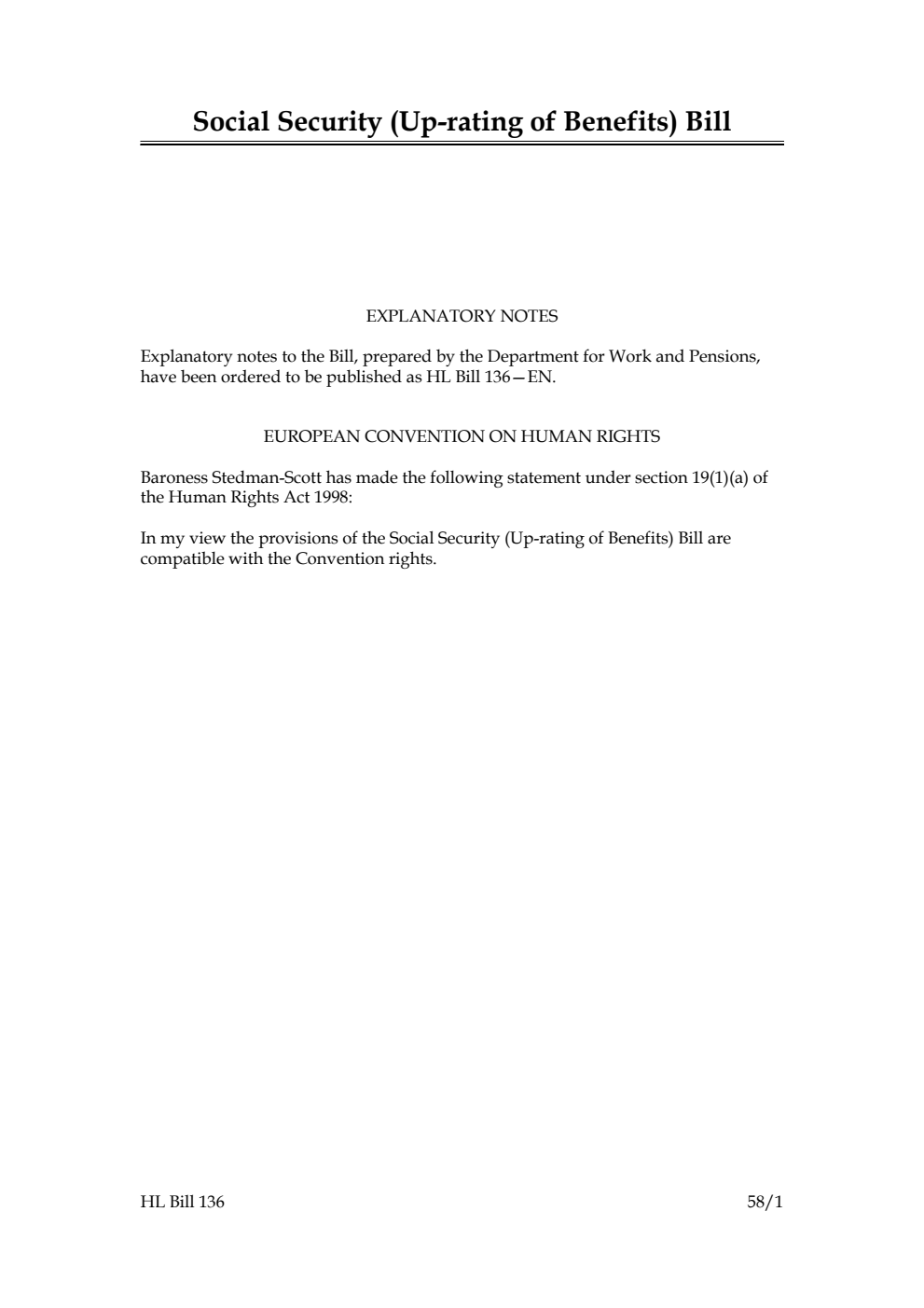 Social Security (Up-rating of Benefits) Bill