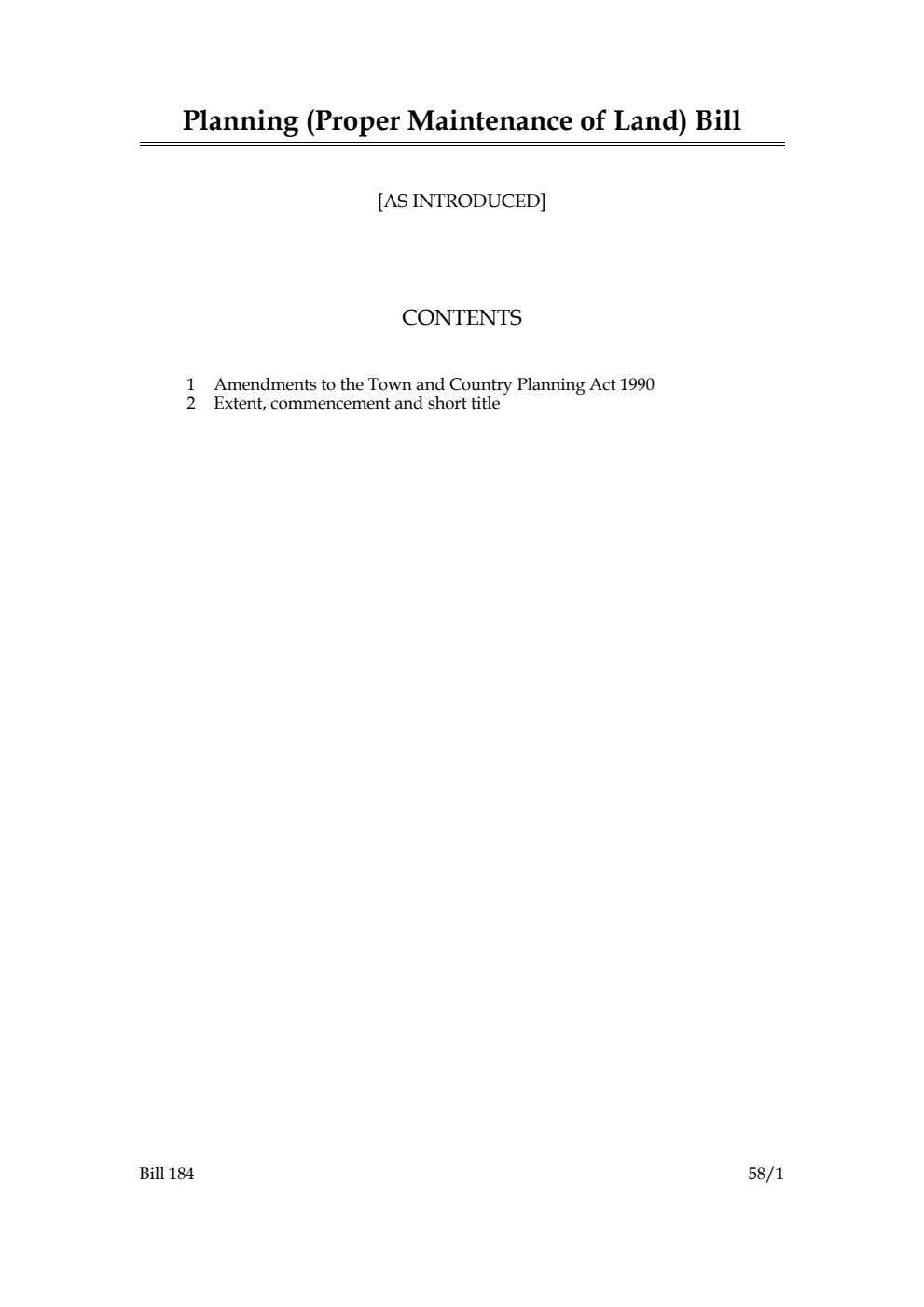 Planning (Proper Maintenance of Land) Bill