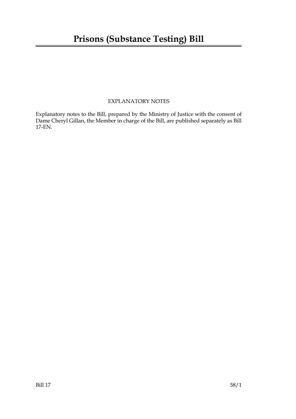 Prisons (Substance Testing) Bill