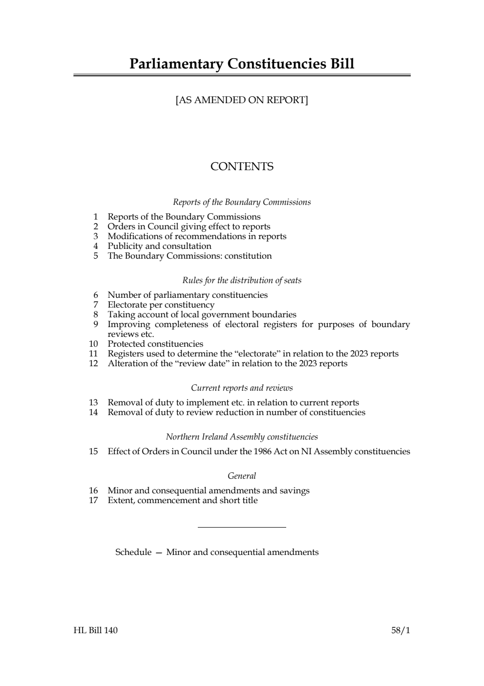 Parliamentary Constituencies Bill [as amended on Report]