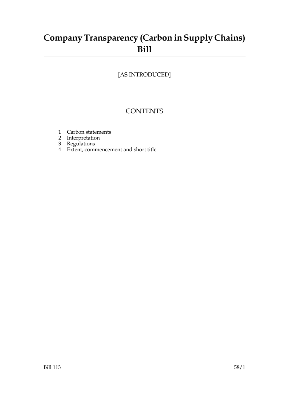 Company Transparency (Carbon in Supply Chains) Bill