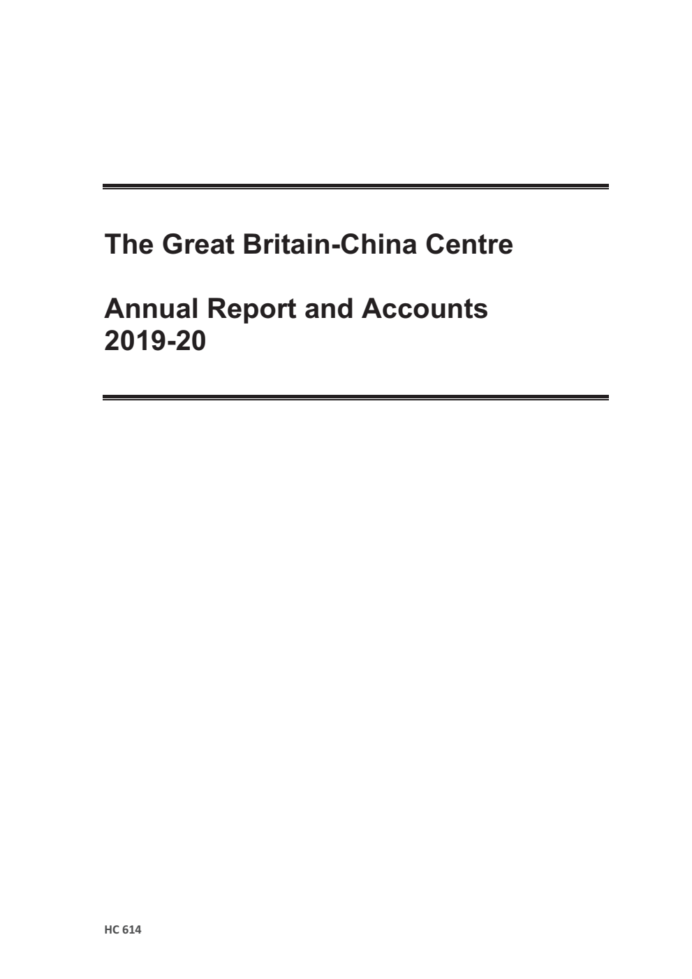 The Great Britain–China Centre Annual Report and Accounts 2019-20