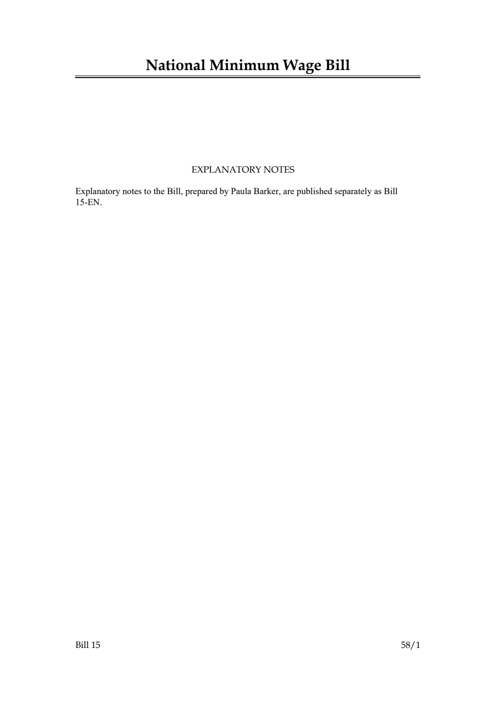 National Minimum Wage Bill
