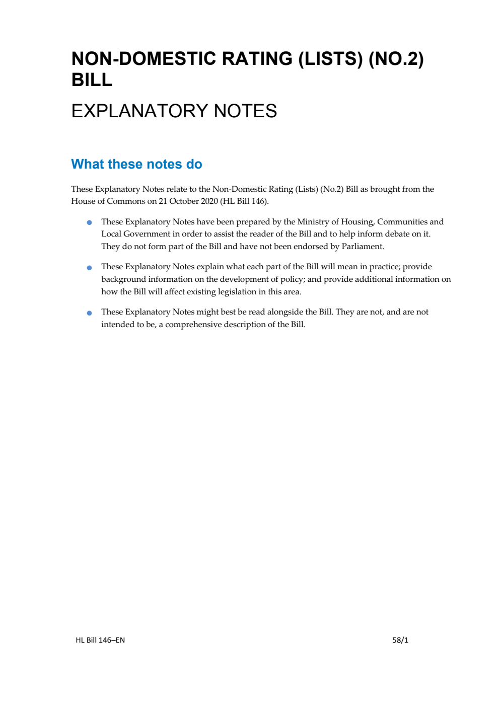 Non-Domestic Rating (Lists) (No. 2) Bill Explanatory Notes