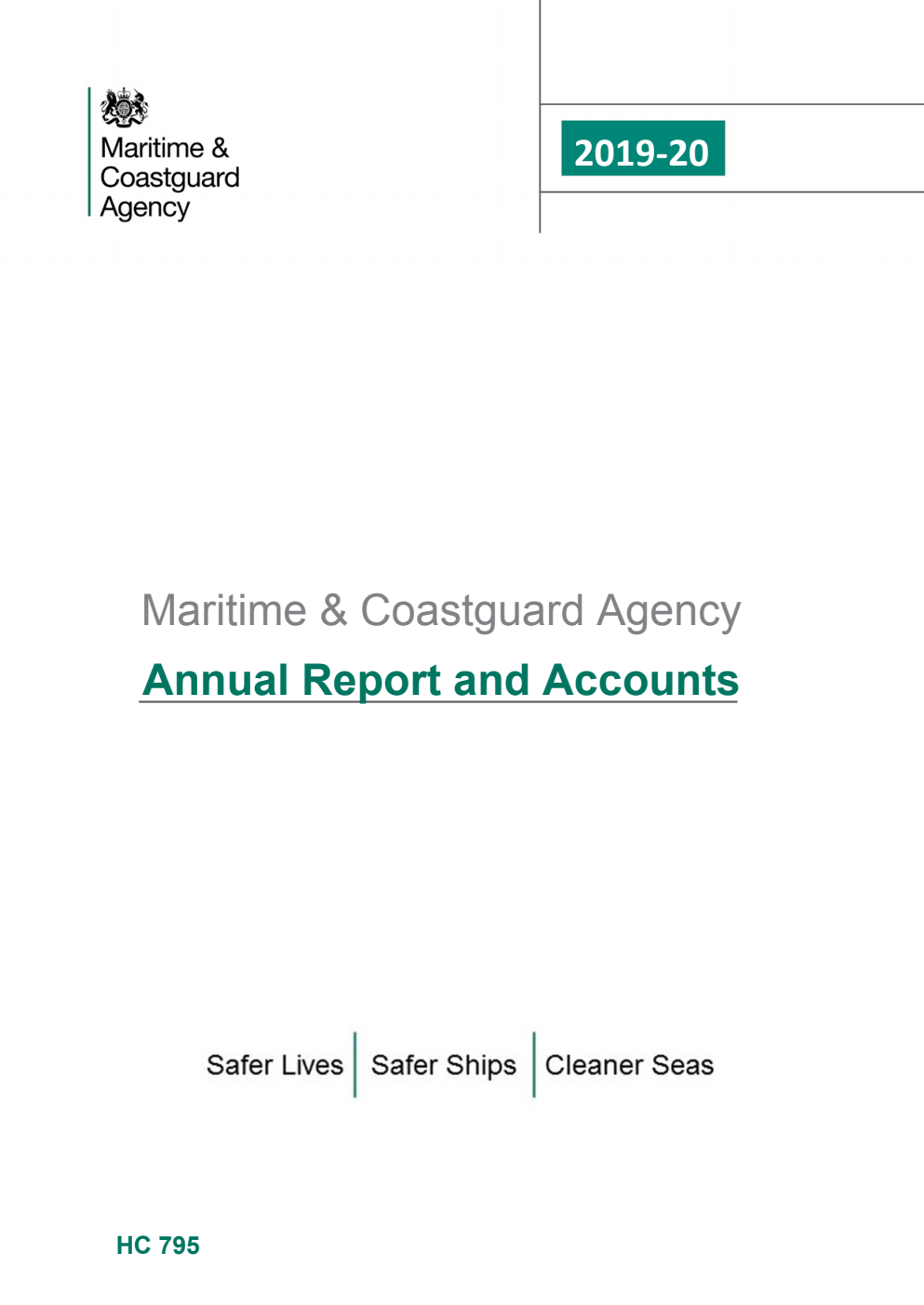 Maritime & Coastguard Agency Annual Report and Accounts 2019-2020