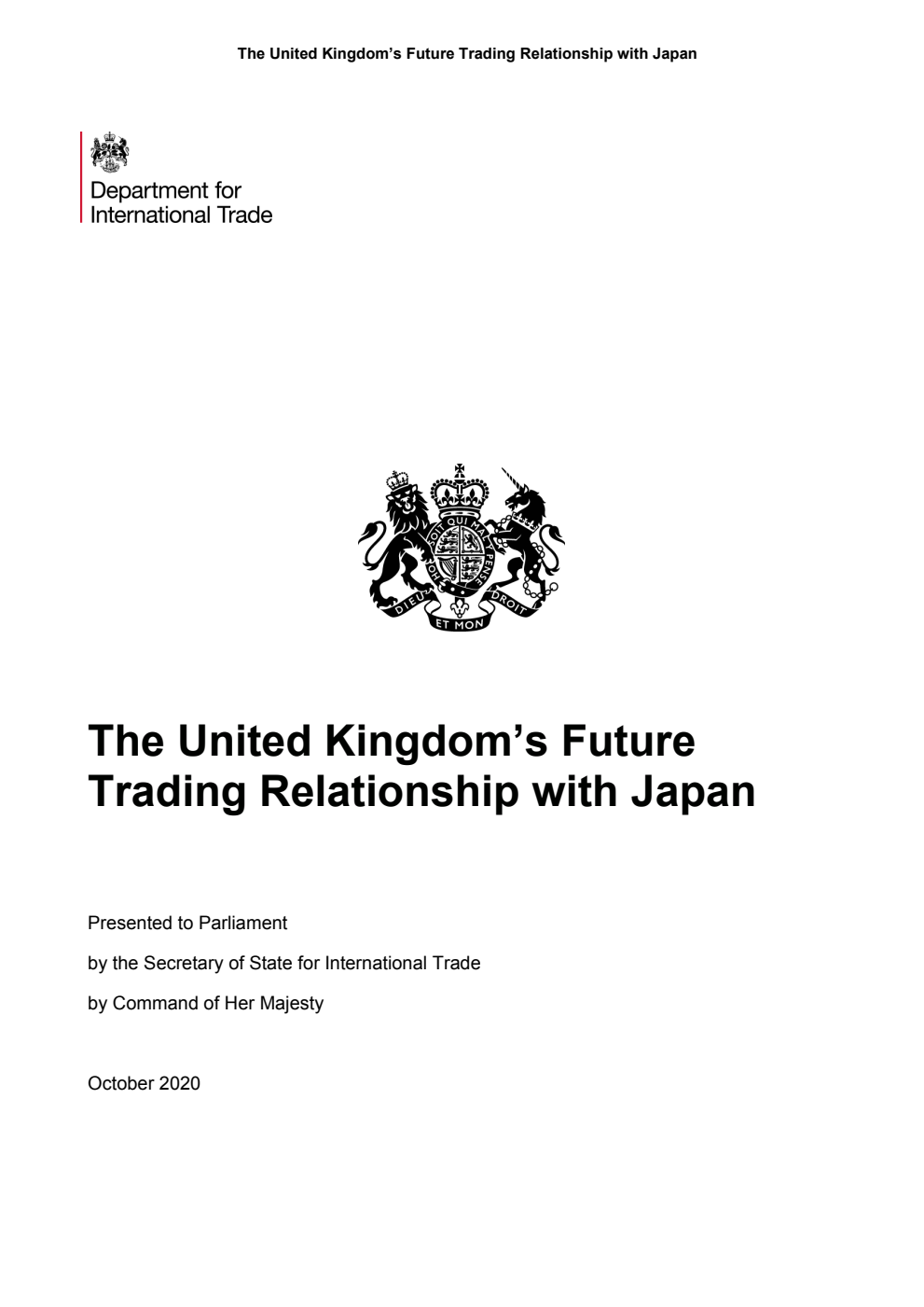The United Kingdom’s Future Trading Relationship with Japan